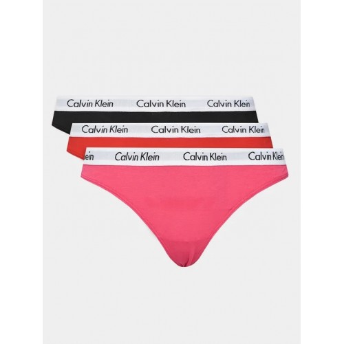 Calvin Klein γυναiκείο 3pack thong βαμβακερά σε 3 χρώματα με λάστιχο 000QD5145E-MMV