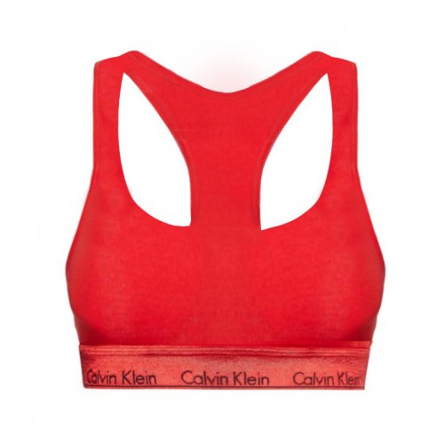 Calvin Klein γυναικείο μπουστάκι σε κόκκινο χρώμα με κόκκινο γυαλιστερό λάστιχο, κανονική γραμμή, 53% cotton 35%modal 12%elastane