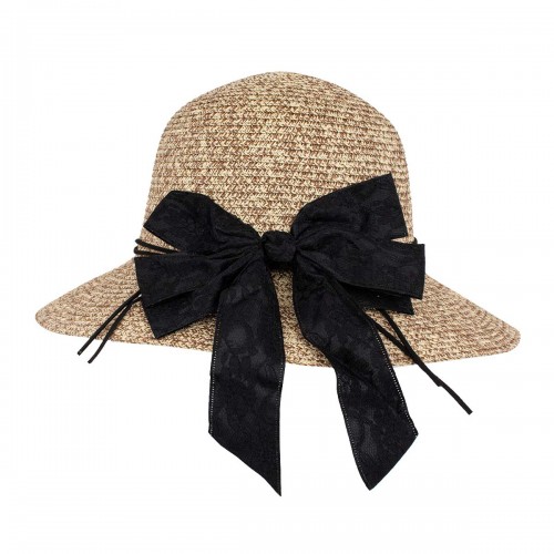 Calzedoro καπέλο ψάθινο σε καφέ χρώμα με μαύρη κορδέλα 1001-HAT