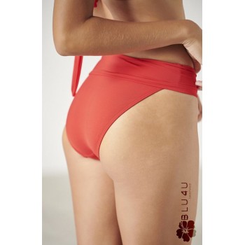 Blu4u γυναικείο μαγιό bottom ψηλόμεσο κανονικό με μπάσκα κόκκινο,κανονική γραμμή,100%polyester 22365085-07