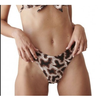 Blu4u γυναικείο μαγιό bottom ψηλόμεσο animal print λαδί,κανονική γραμμή,100%polyester 22365155-18