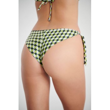 Blu4u γυναικείο μαγιό bottom brazil λούρεξ πράσινο με σχέδιο και δέσιμο στο πλάι,κανονική γραμμή,100%polyester23365122-16