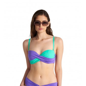 Blu4u γυναικείο μαγιό (πάνω μέρος)D cup στράπλες με μπανέλα, σε μωβ και τιρκουάζ χρώμα με κούμπωμα στο πίσω μέρος 24366259D-61