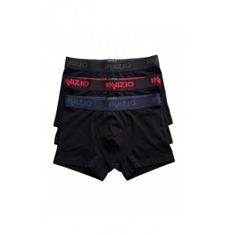 Inizio ανδρικά βαμβακερά boxers (3packs), σε μαύρο χρώμα με διαφορεικό χρώμα στο λάστιχο, στενή γραμμή, 95%cotton 5%elastane 44560-ΑΝΘΡΑΚΙ-ΜΠΛΕ-ΚΟΚΚΙΝ