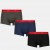 Hugo ανδρικά βαμβακερά  3pack boxers σε τρία χρώματα (μαύρο, μπλε, χακί) με κόκκινο λάστιχο 50469766-031