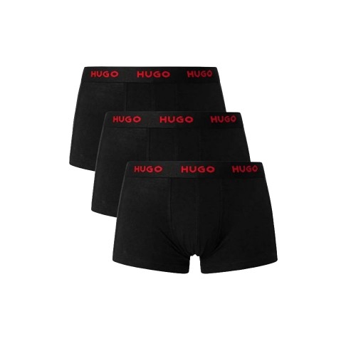 Hugo ανδρικά 3pack boxers βαμβακερά σε μαύρο χρώμα με μαύρο-κόκκινο λάστιχο 50469766-994