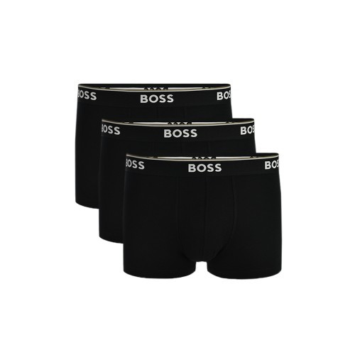 Boss ανδρικά βαμβακερά μποξεράκια 3pack σε μαύρο χρώμα με μαύρο λάστιχο 50475274-001