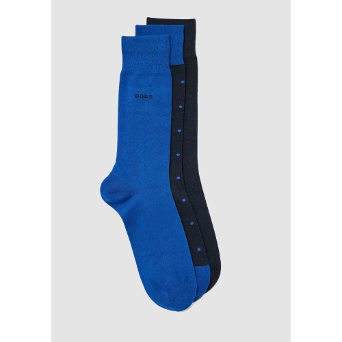Boss ανδρικές κάλτσες 3pack  βαμβακερές ψηλές σε μπλε αποχρώσεις 50478356-401