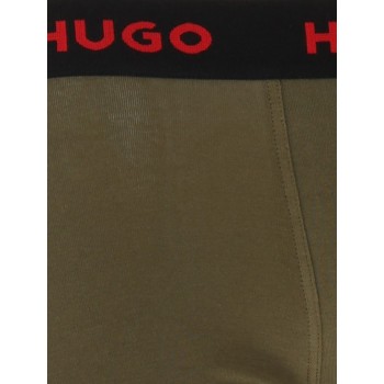 Hugo ανδρικά βαμβακερά  3pack boxers σε τρία χρώματα (μαύρο,print, χακί) με κόκκινο λάστιχο 50480170-306