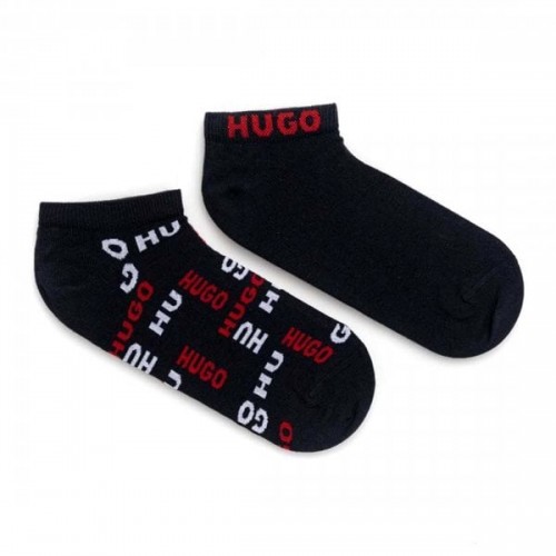 Hugo ανδρικές κάλτσες 2pack σοσόνι σε μαύρο χρώμα με γράμματα 50491224-001