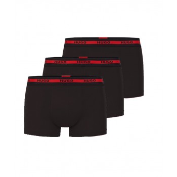 Hugo ανδρικά βαμβακερά μποξεράκια 3pack (3τμχ) σε μαύρο χρώμα με κόκκινη λεπτομέρεια 50492375-002