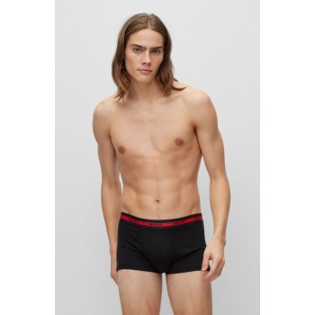 Hugo ανδρικά βαμβακερά μποξεράκια 3pack (3τμχ) σε μαύρο χρώμα με κόκκινη λεπτομέρεια 50492375-002