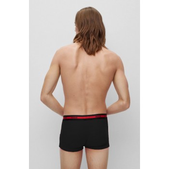 Hugo ανδρικά βαμβακερά μποξεράκια 3pack (3τμχ) σε μαύρο χρώμα με κόκκινη λεπτομέρεια 50492375-002