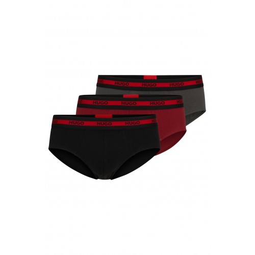 Hugo ανδρικά slip βαμβακερά (3pack) σε τρία χρώματα με μαύρο και κόκκινο λάστιχο,άνετη γραμμή 50503100-024
