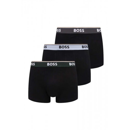 Boss ανδρικά boxers 3pack σε μαύρο χρώμα με διαφορετικό χρώμα στο λάστιχο, κανονική γραμμή 95%cotton 5%elastane 50554693-966 Boss ανδρικά boxers 3pack σε μαύρο χρώμα με διαφορετικό χρώμα στο λάστιχο, κανονική γραμμή 95%cotton 5%elastane 50554693-966