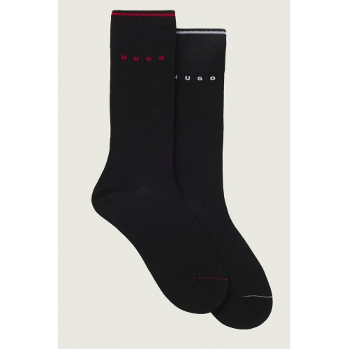 Hugo ανδρικές κάλτσες βαμβακερές 2pack σε μαύρο χρώμα με δύο διαφορετικά σχέδια 50564855-001