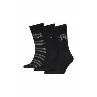Tommy Hilfiger ανδρικές βαμβακερές κάλτσες 3pack σε μαύρο χρώμα με 3 διαφορετικά σχέδια (συσκευασία δώρου) 701241159-002