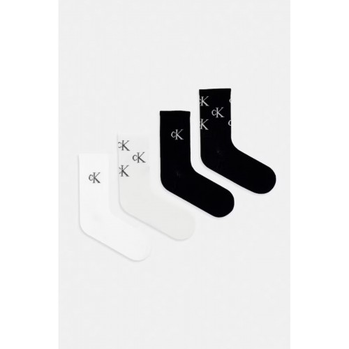 Calvin Klein γυναικείες κάλτσες (4pack) βαμβακερές ψηλές, σε μαύρο και λευκό χρώμα με lurex σχέδιο στο λογότυπο (συσκευασία δώρου) 701241212-001 Calvin Klein γυναικείες κάλτσες (4pack) βαμβακερές ψηλές, σε μαύρο και λευκό χρώμα με lurex σχέδιο στο λογότυπο (συσκευασία δώρου) 701241212-001