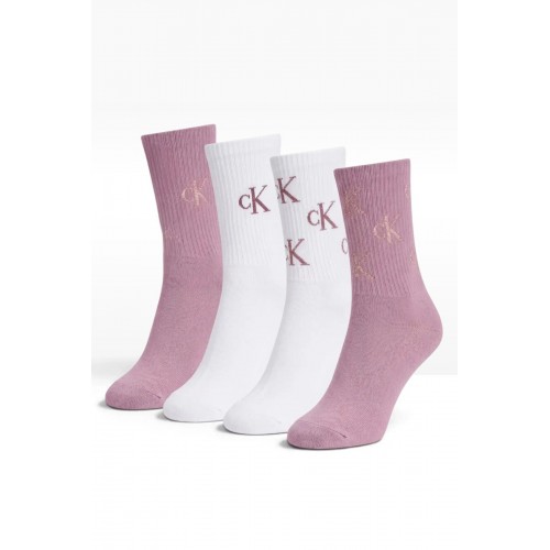 Calvin Klein γυναικείες κάλτσες (4pack) βαμβακερές ψηλές, σε ροζ και λευκό χρώμα με lurex σχέδιο στο λογότυπο (συσκευασία δώρου) 701241212-002 Calvin Klein γυναικείες κάλτσες (4pack) βαμβακερές ψηλές, σε ροζ και λευκό χρώμα με lurex σχέδιο στο λογότυπο (συσκευασία δώρου) 701241212-002