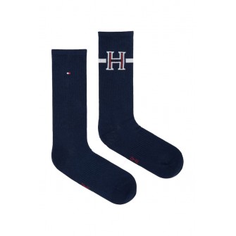 Tommy Hilfiger ανδρική βαμβακερή κάλτσα σε μαύρο χρώμα με σχέδιο (2pack) 701241855-004