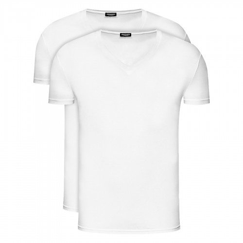 Dsquared2 ανδρικό 2pack v-neck t-shirt cotton strech σε λευκό χρώμα DCX450030-100