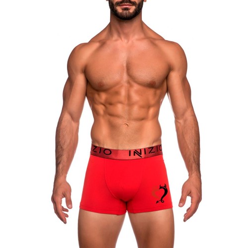 Inizio ανδρικό βαμβακερό boxer με μεταλιζέ λάστιχο κόκκινο χρώμα,στενή γραμμή,95%cotton 5%elastane  IN4501-09