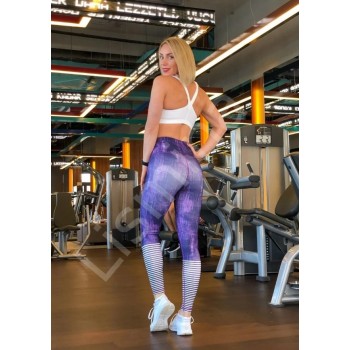 Lismina αθλητικό γυναικείο κολαν ψηλόμεσο push up πολύχρωμο ροζ/μωβ σχέδιο LIS700