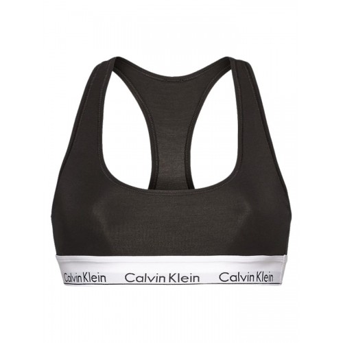 Calvin Klein μπουστάκι σε μαύρο χρώμα με λευκό λάστιχο LV00QF8493-UB1