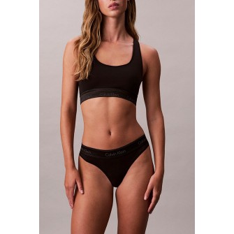 Calvin Klein γυναικείο κυλοτάκι string σε μαύρο χρώμα με μαύρο γυαλιστερό λάστιχοLV00QF8826-UB1