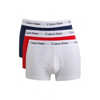 Calvin Klein ανδρικά βαμβακερά  boxer 3pack (λευκό-κόκκινο-μπλε),κανονική γραμμή,95%cotton 5%elastane U2664G-I03