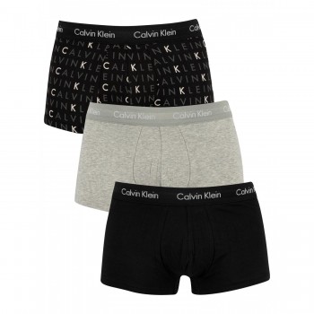 Calvin Klein ανδρικά βαμβακερά boxer 3pack (μαύρο-γκρι-πριντ),κανονική γραμμή,95%cotton 5%elastane U2664G-YKS