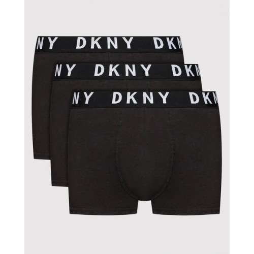 DKNY ανδρικά βαμβακερά μποξεράκια μαύρα με μαύρο λάστιχο και λευκά γράμματα  U5_61738_DKY-BLACK