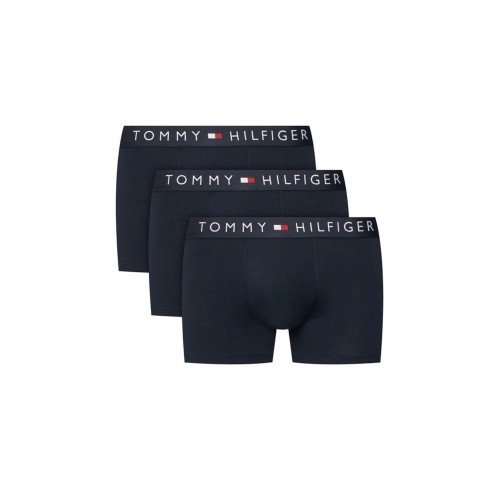 Tommy Hilfiger ανδρικά βαμβακερά boxers 3pack σε σκ.μπλε χρώμα, άνετη γραμμή 95%cotton 5%elastane UM0UM03900-0XR